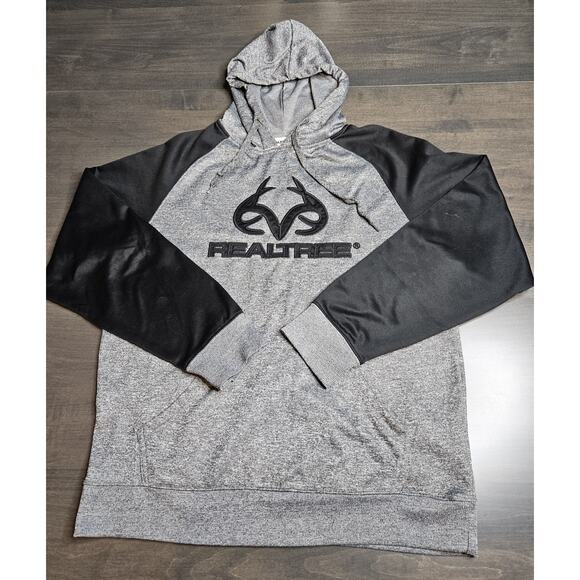 Realtree Men's Hoodie Size M Black and Gray Outdoors Hunting Pullover - Picture 1 of 4